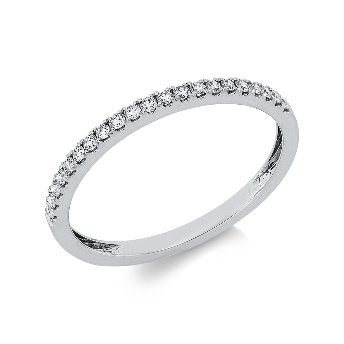 diamond full cut  eternity half ring in white gold