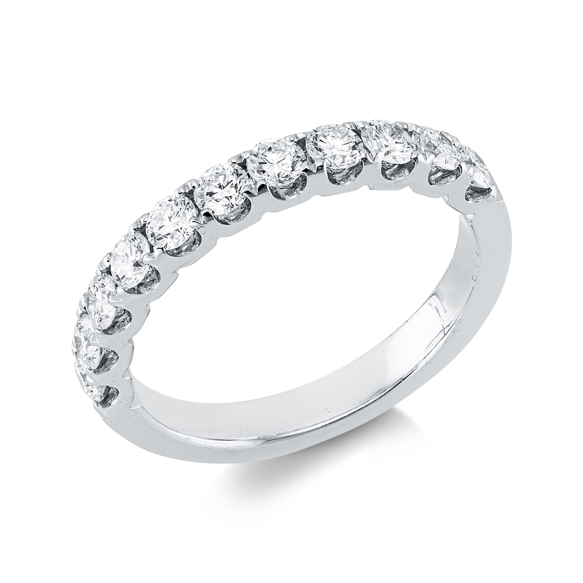 diamond full cut  eternity half ring in white gold