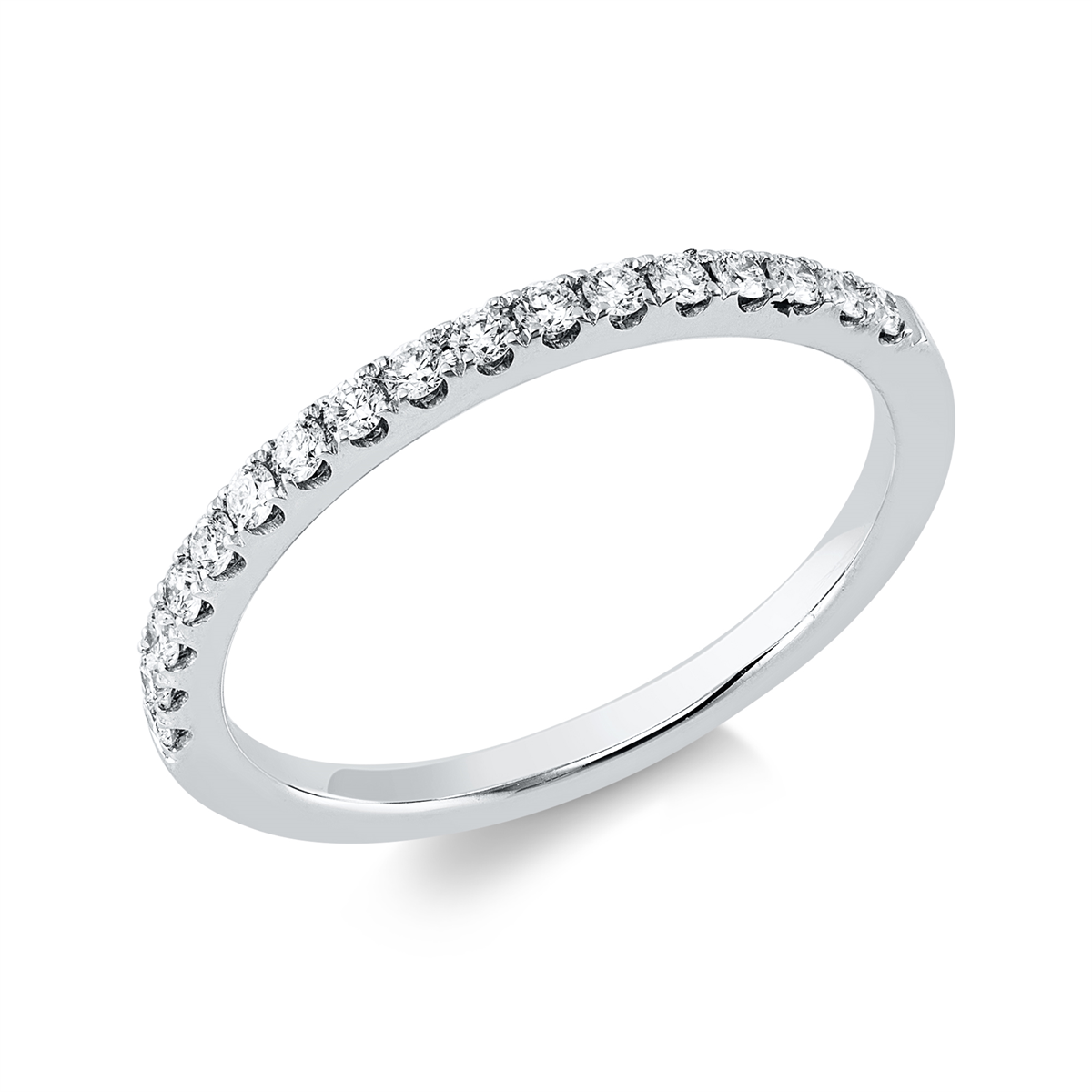 diamond full cut  eternity half ring in white gold