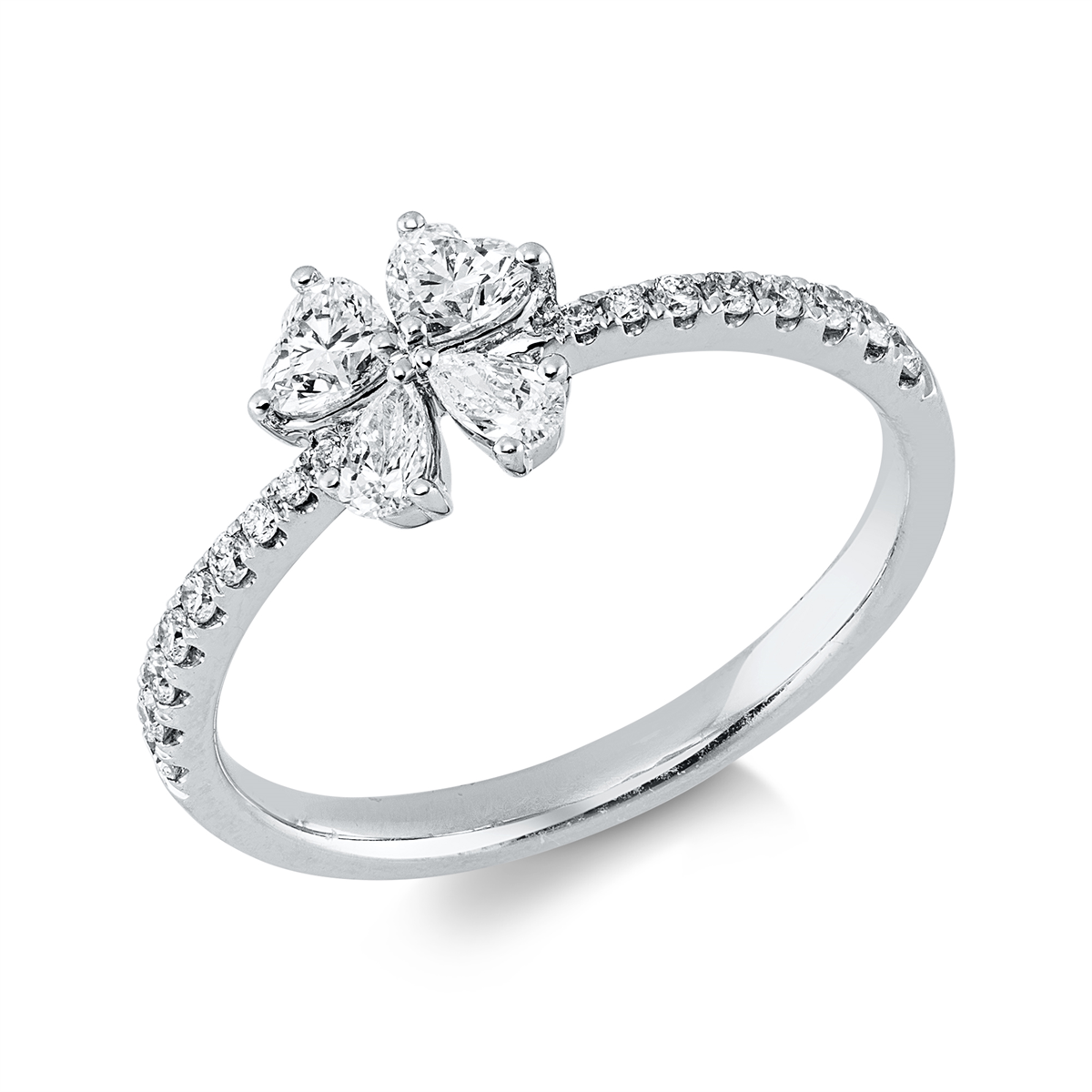 diamond full cut  modern woman ring in white gold