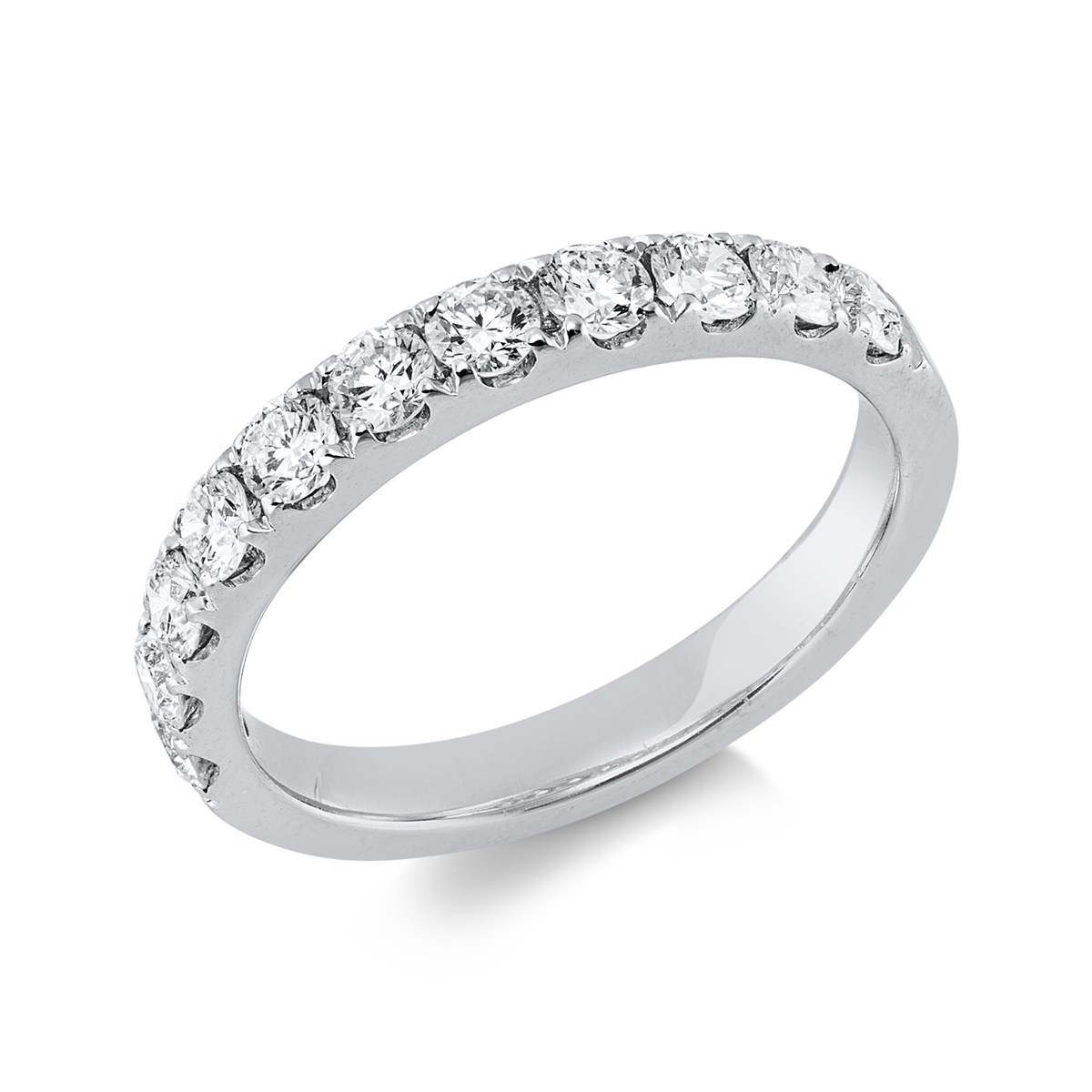 diamond full cut  eternity half ring in white gold
