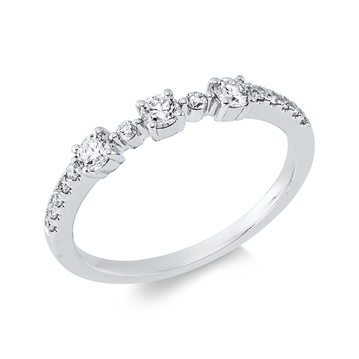 diamond full cut  modern woman ring in white gold
