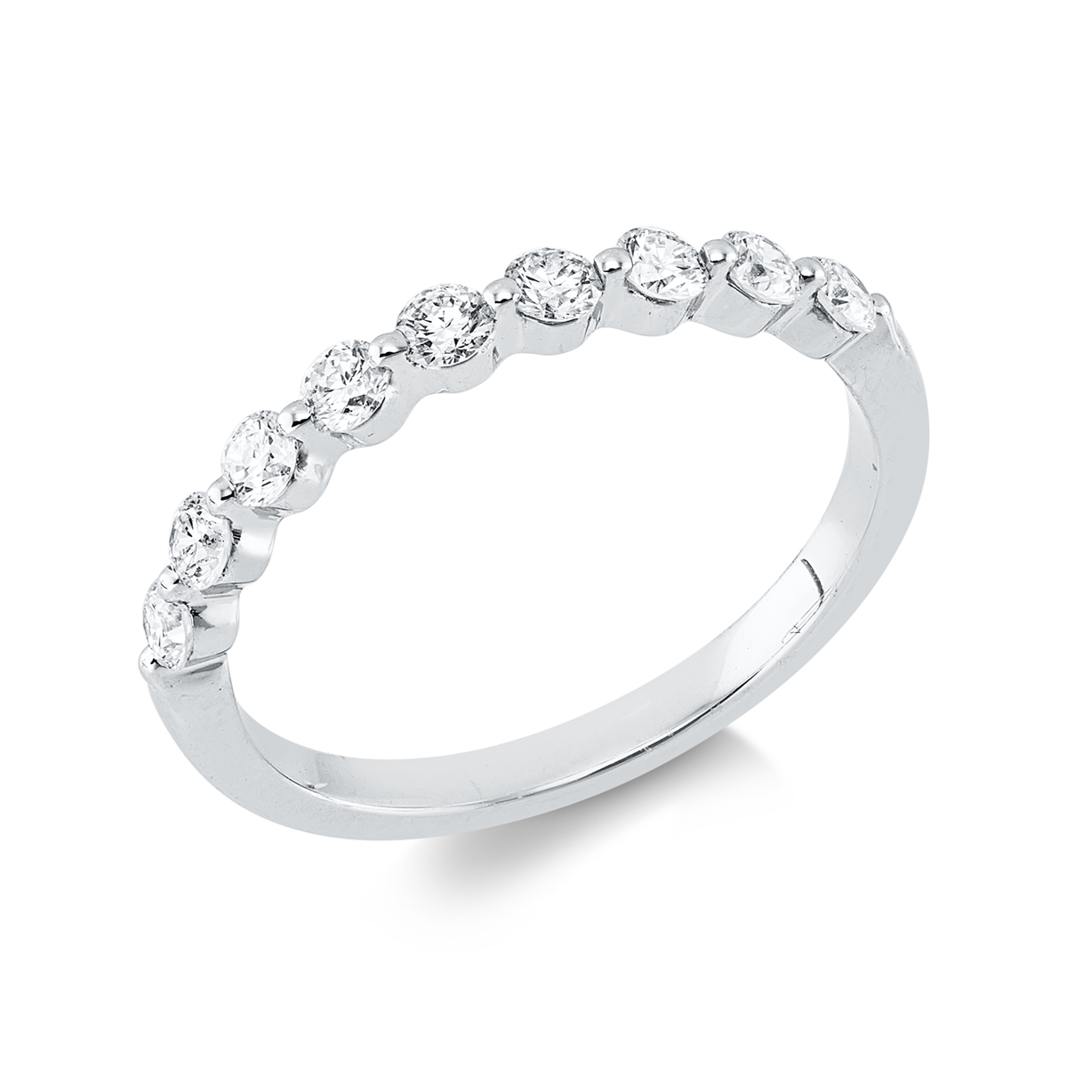 diamond full cut  eternity half ring in white gold