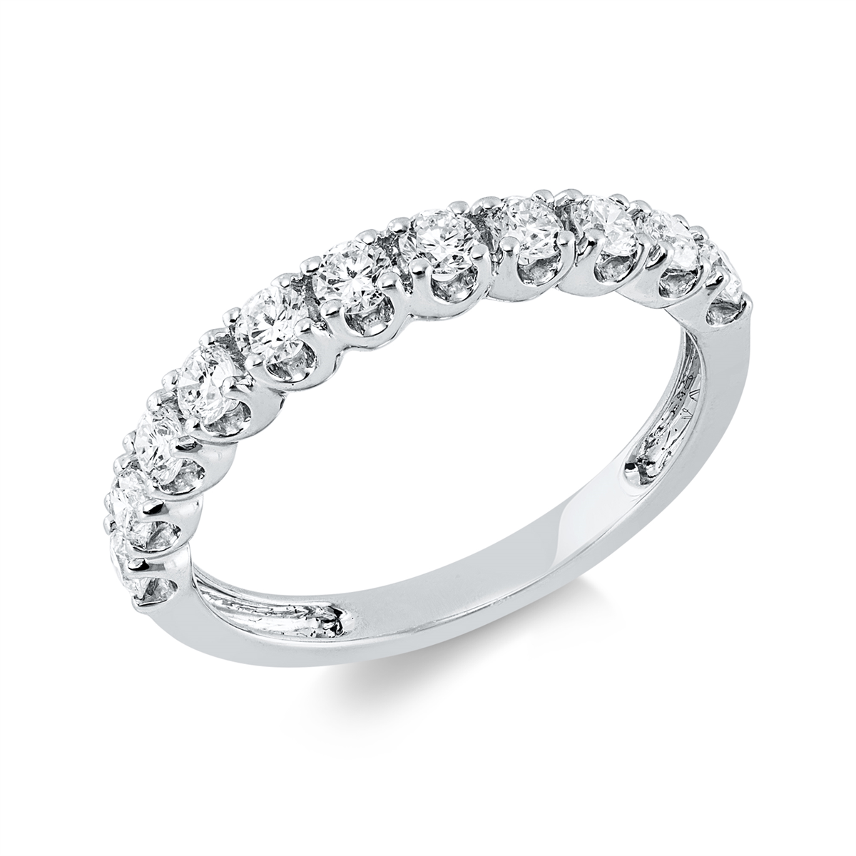 diamond full cut  eternity half ring in white gold