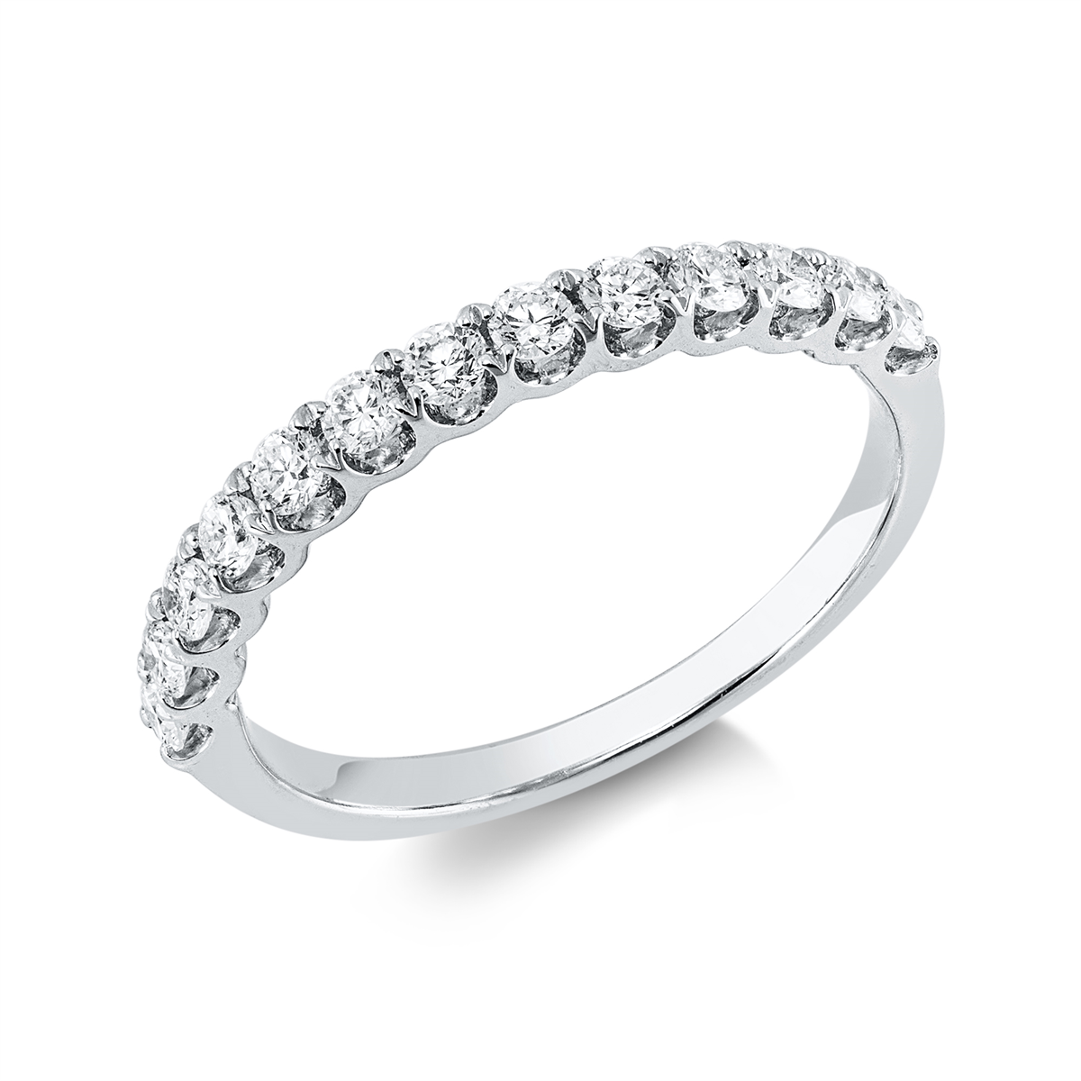 diamond full cut  eternity half ring in white gold