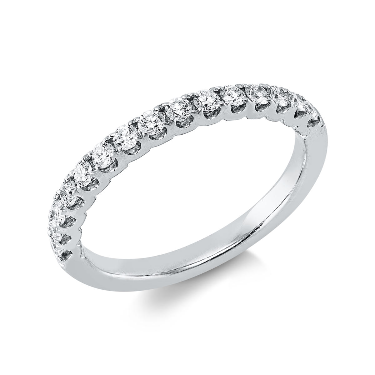 diamond full cut  eternity half ring in white gold