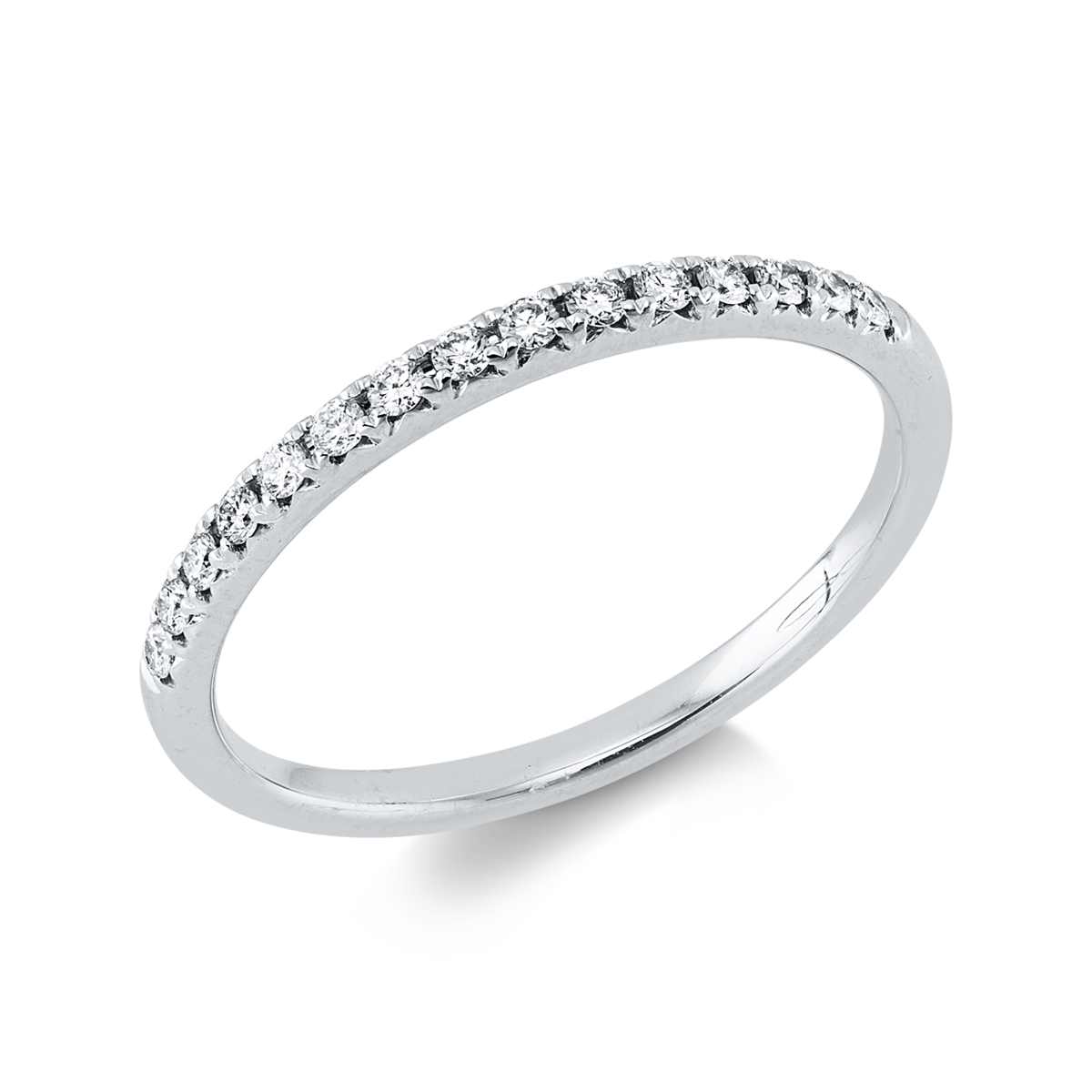 diamond full cut  eternity half ring in white gold