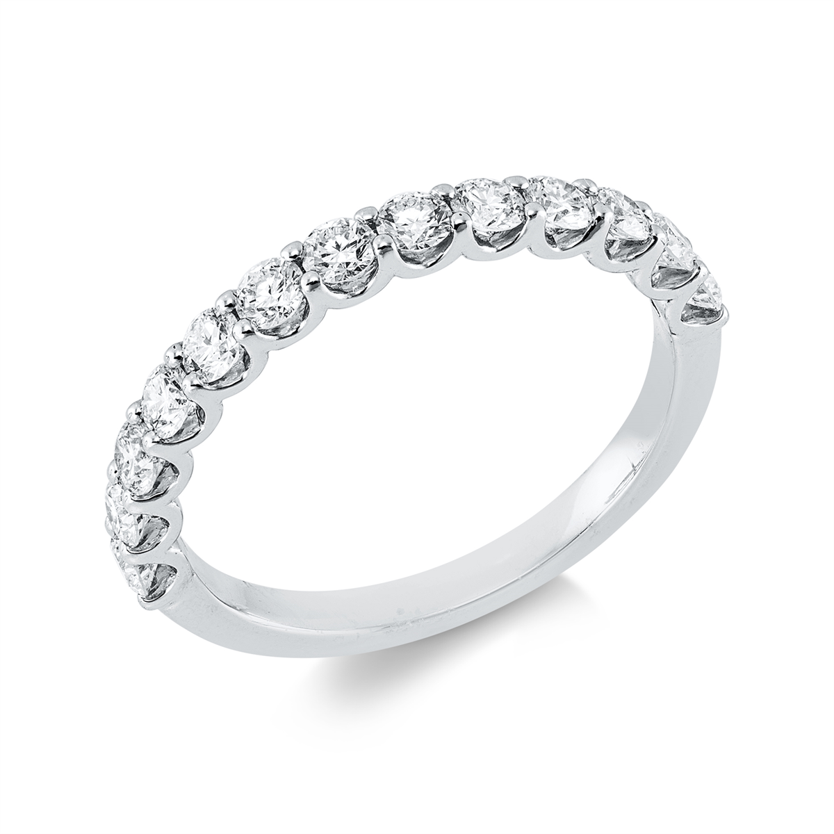 diamond full cut  eternity half ring in white gold