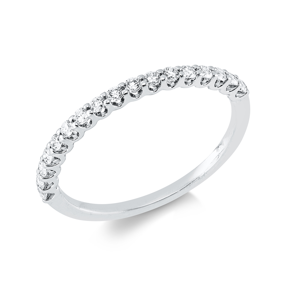 diamond full cut  eternity half ring in white gold
