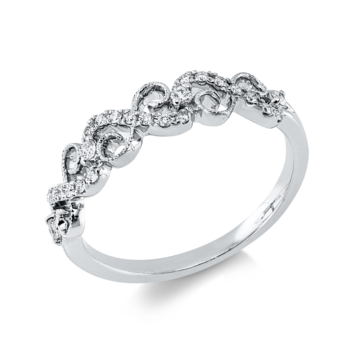 diamond full cut  modern woman ring in white gold