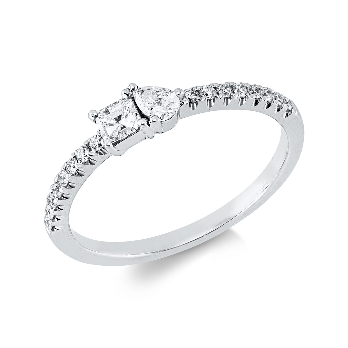 diamond full cut  modern woman ring in white gold