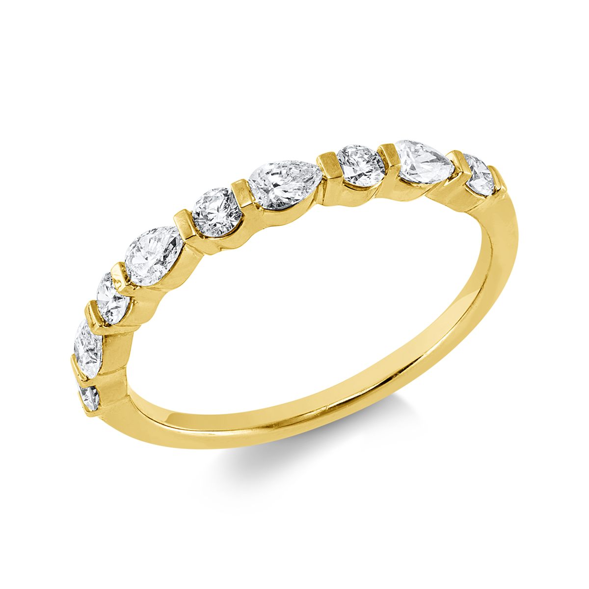 diamond full cut  modern woman ring in yellow gold