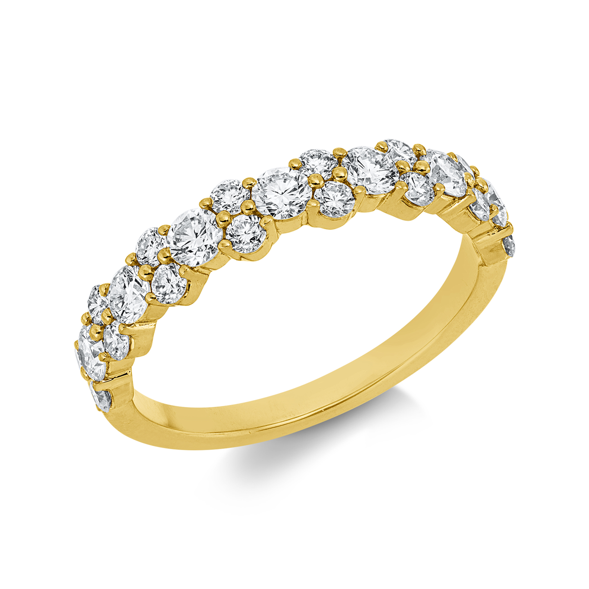 diamond full cut  modern woman ring in yellow gold