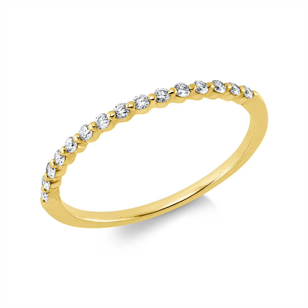 diamond full cut  eternity half ring in yellow gold