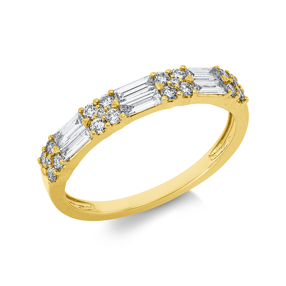 baguette  baguette illusion ring in yellow gold