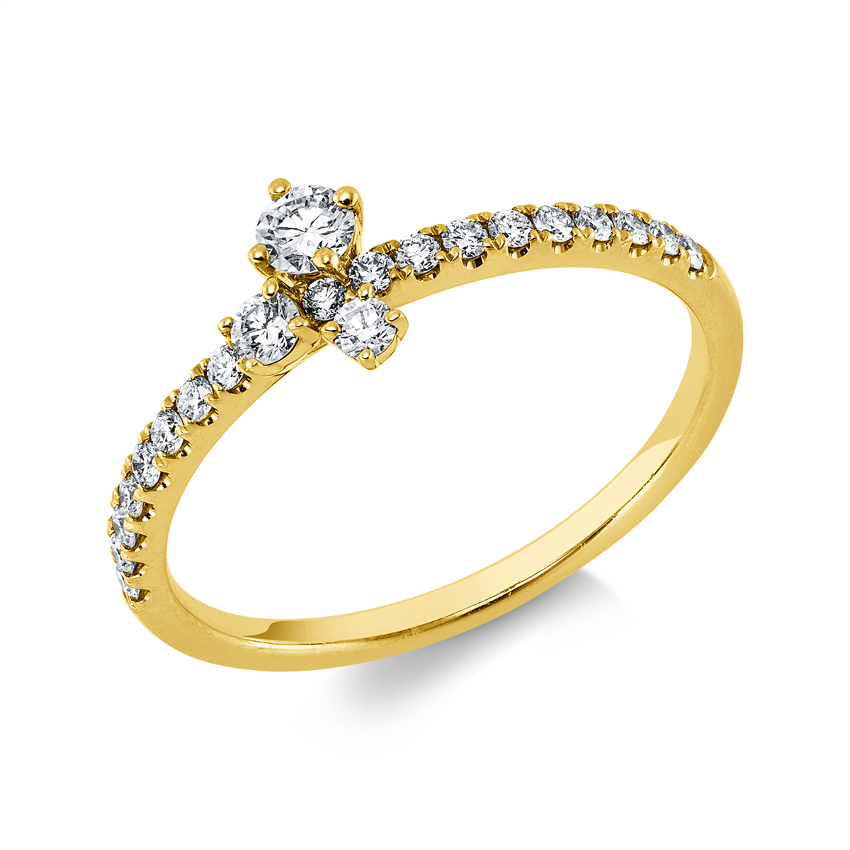 diamond full cut  modern woman ring in yellow gold