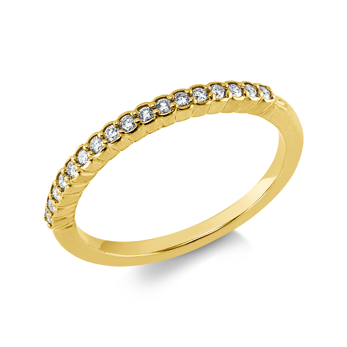 diamond full cut  eternity half ring in yellow gold