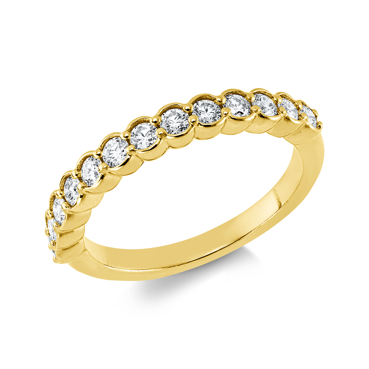 diamond full cut  eternity half ring in yellow gold
