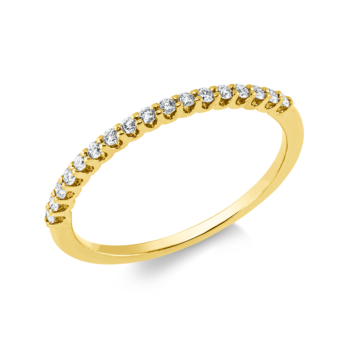 diamond full cut  eternity half ring in yellow gold