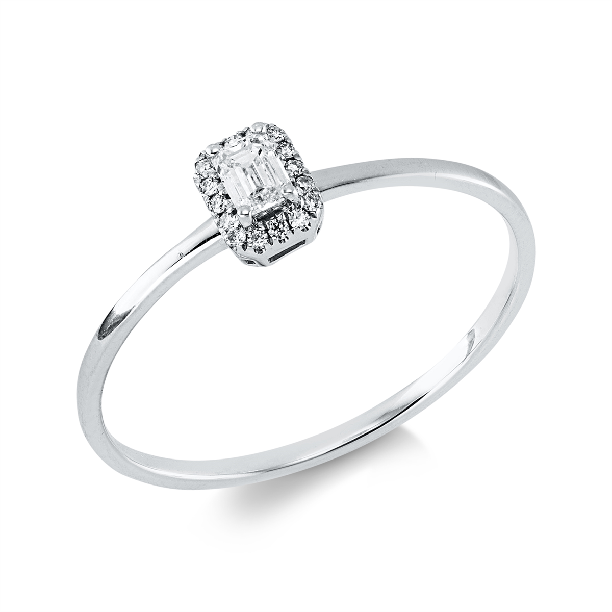 diamond full cut  solitaire with accent stones ring in white gold