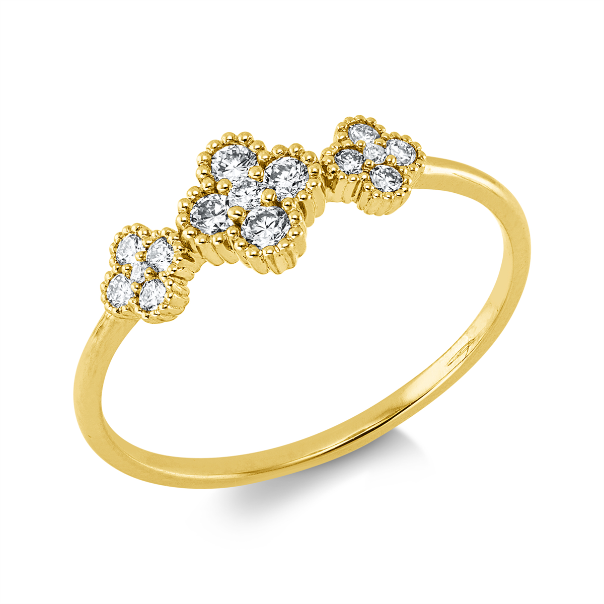 diamond full cut  modern woman ring in yellow gold