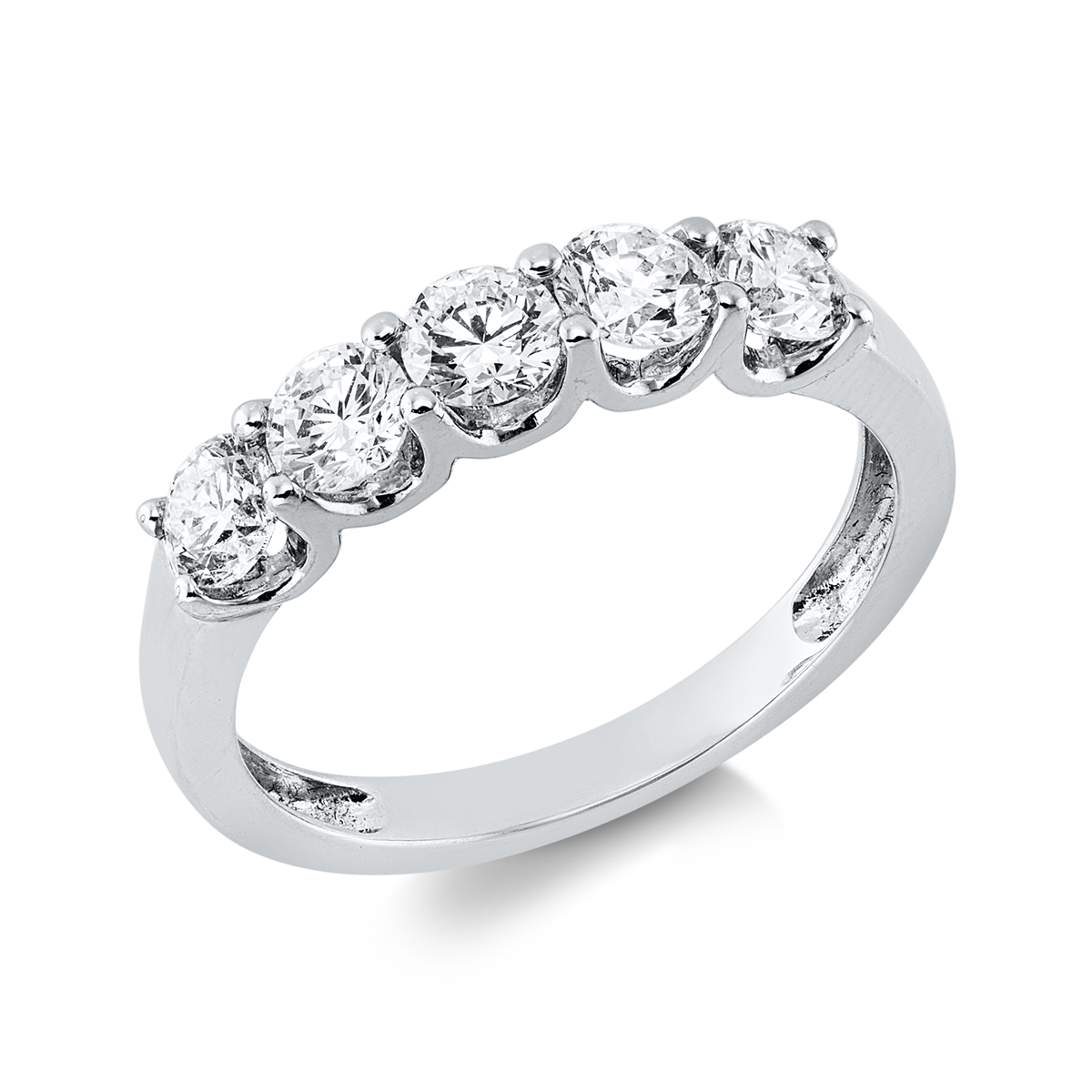 diamond full cut  eternity half ring in white gold