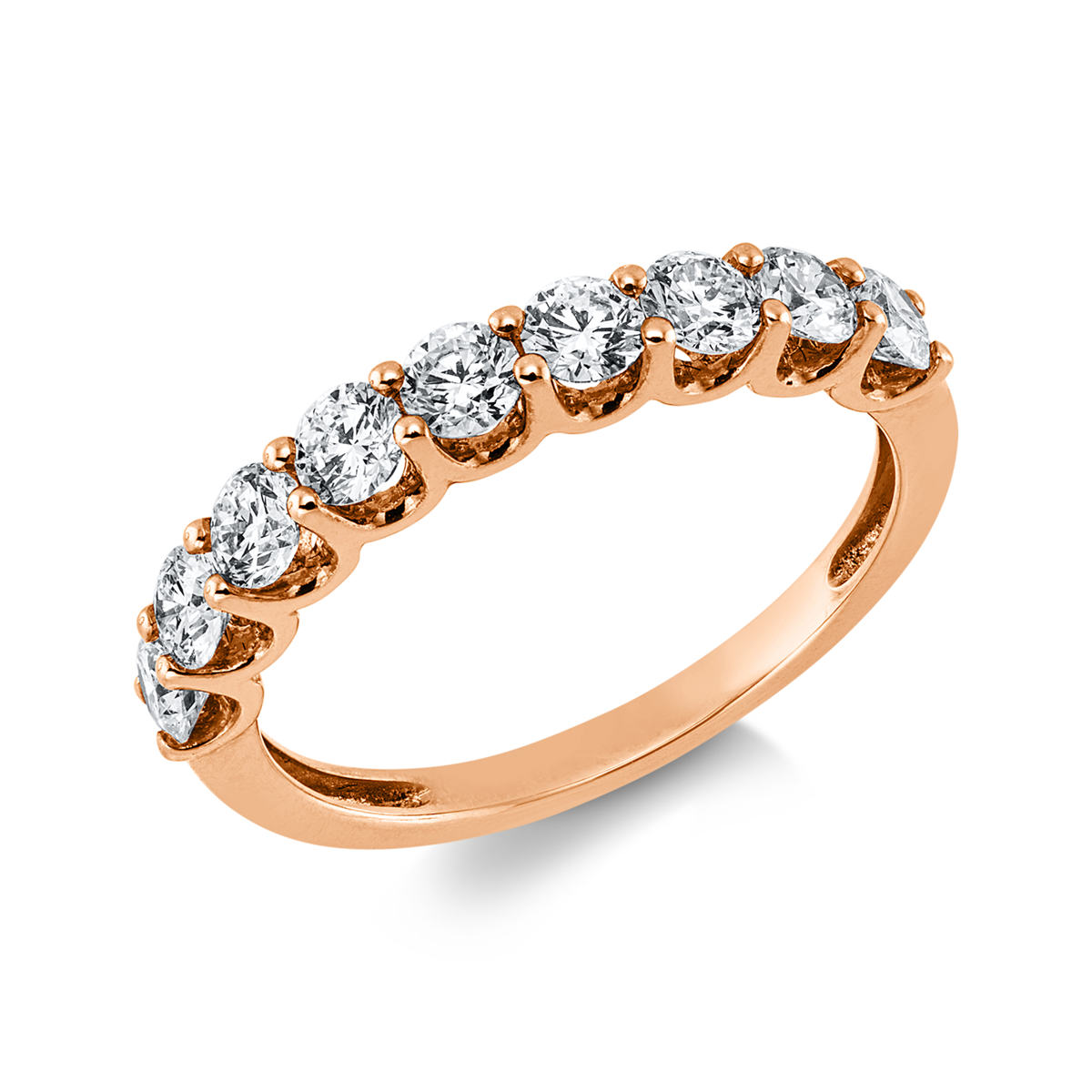 diamond full cut  eternity half ring in red gold