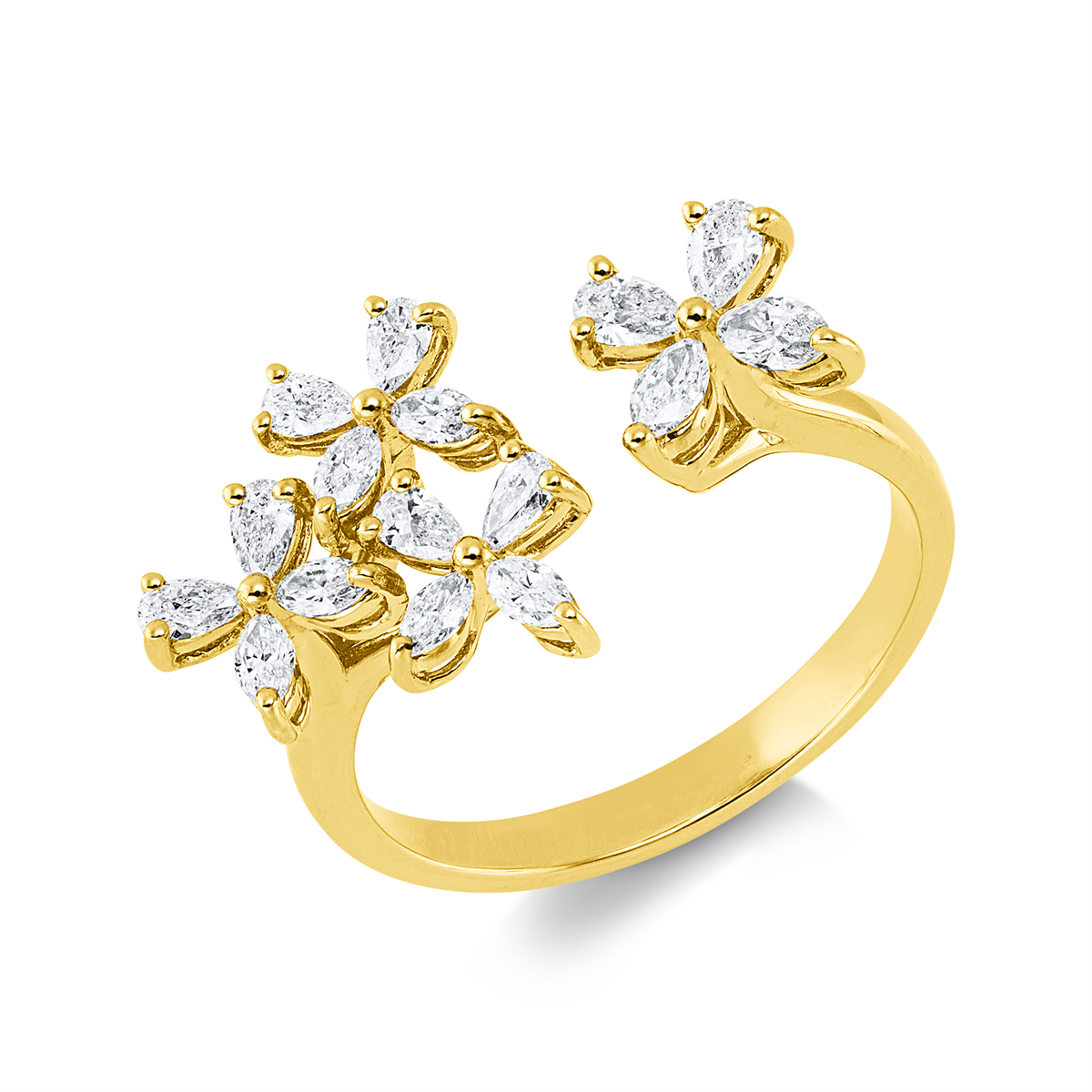 pear shape  modern woman ring in yellow gold