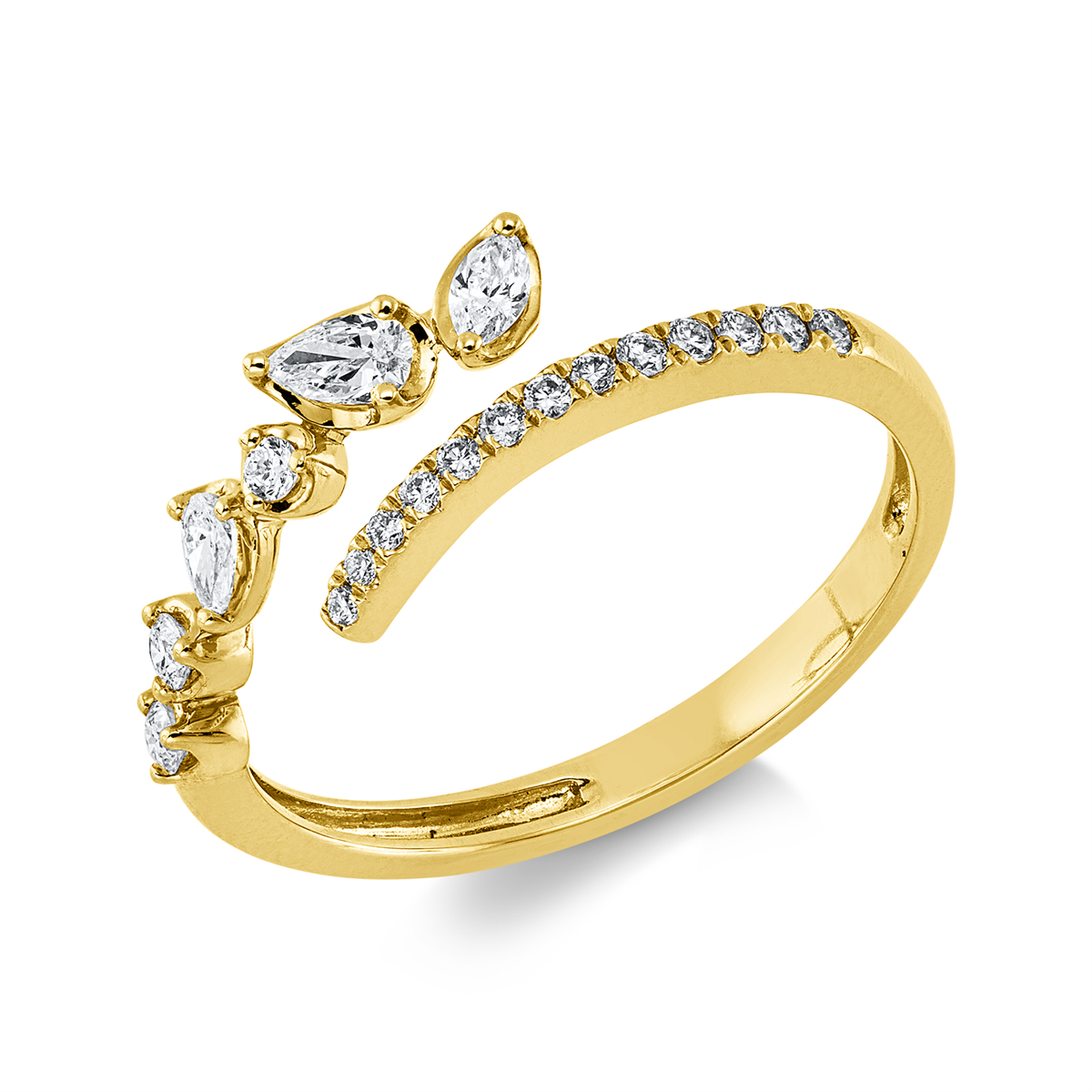 diamond full cut  modern woman ring in yellow gold