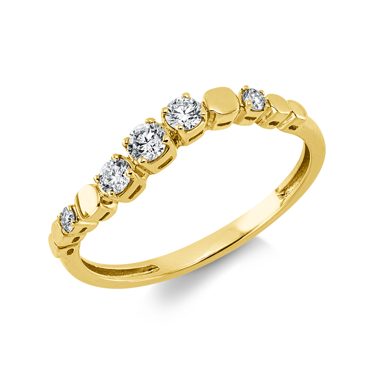 diamond full cut  modern woman ring in yellow gold