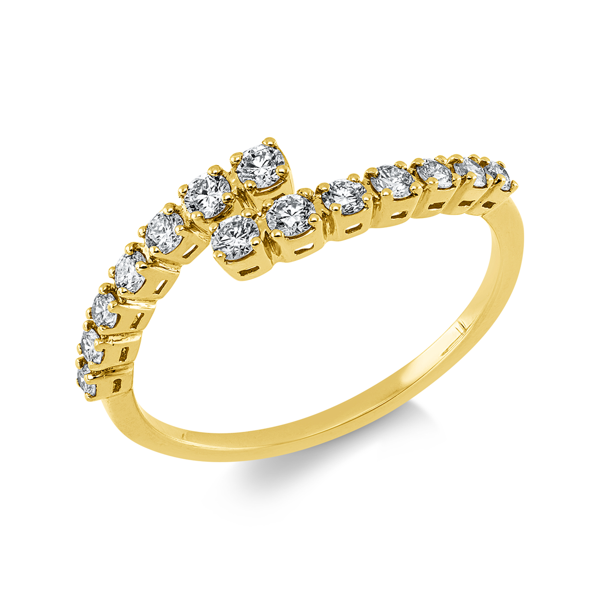 diamond full cut  modern woman ring in yellow gold