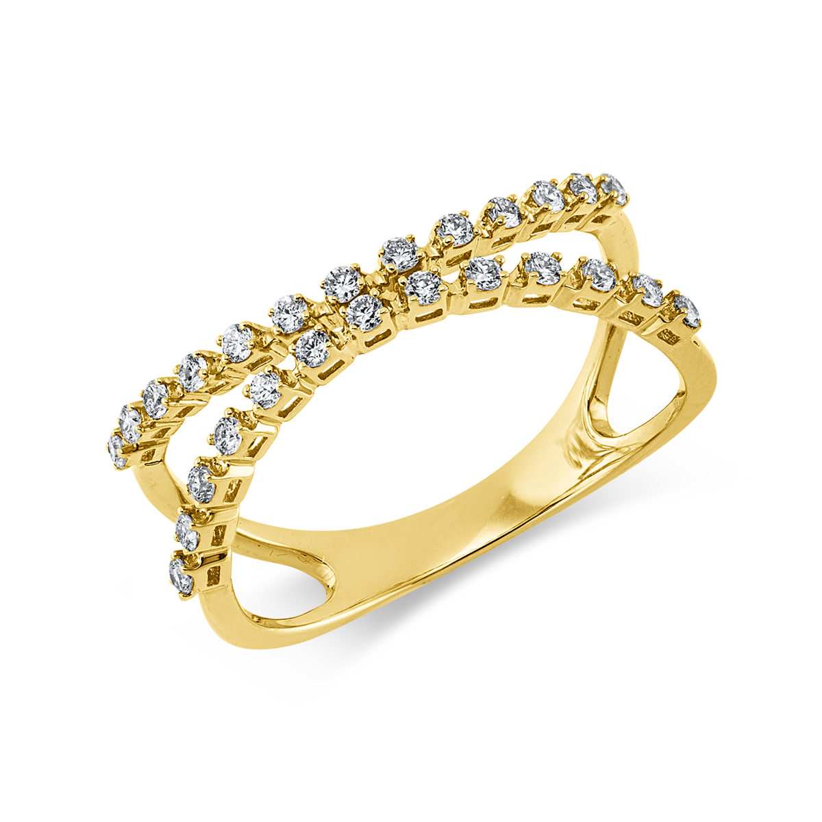 diamond full cut  modern woman ring in yellow gold