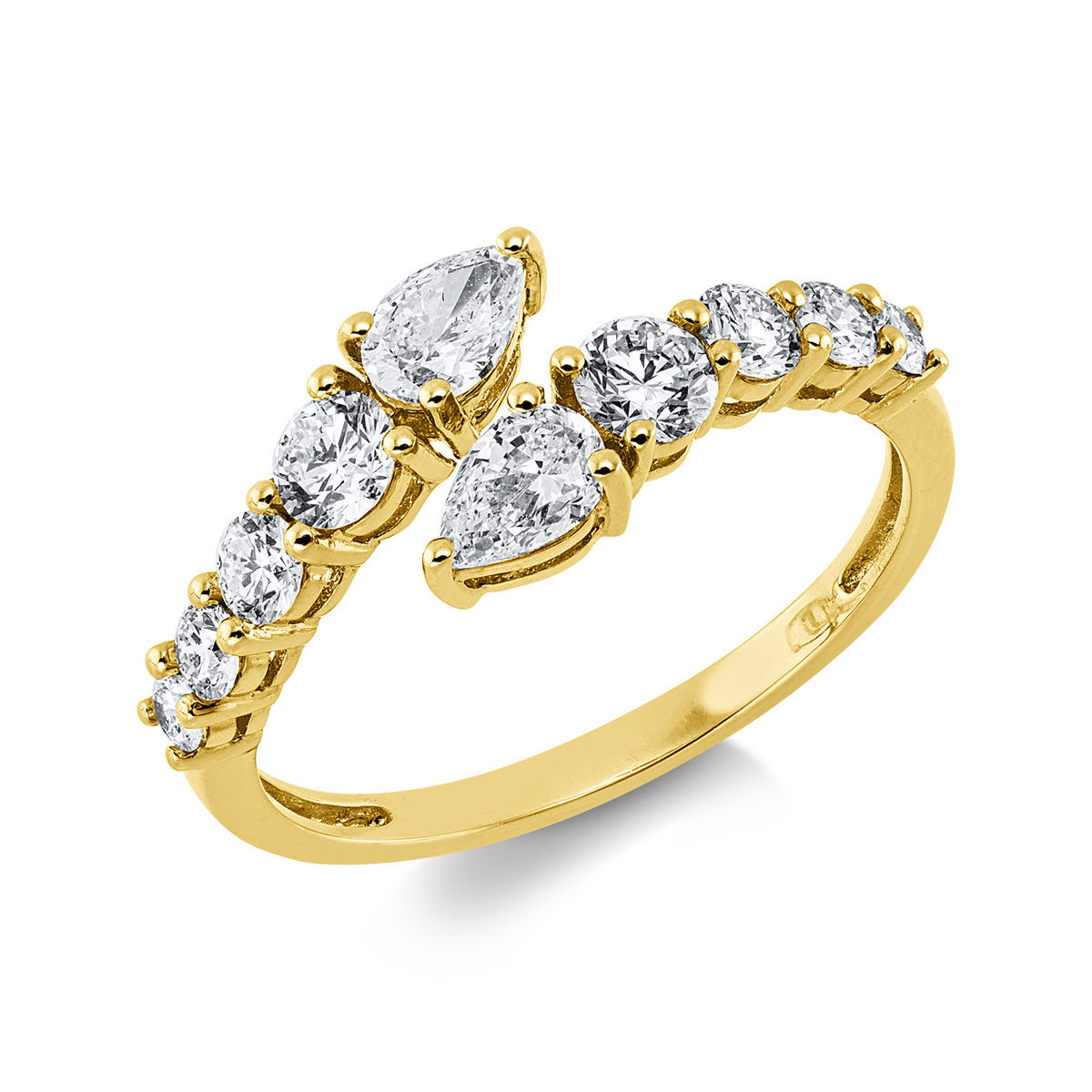diamond full cut  modern woman ring in yellow gold