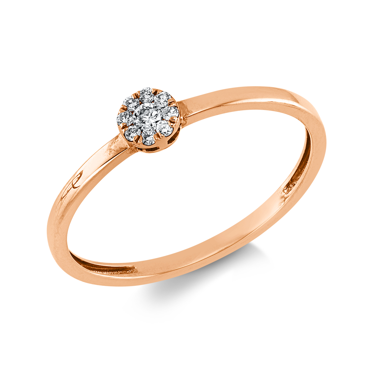 diamond full cut  modern woman ring in red gold