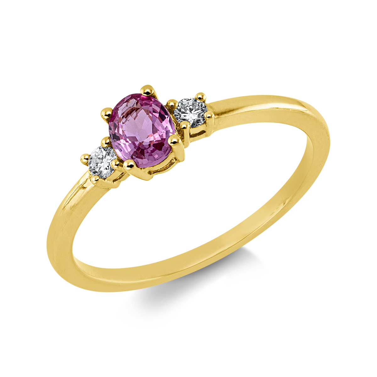 diamond full cut sapphire colored stone classic ring in red gold
