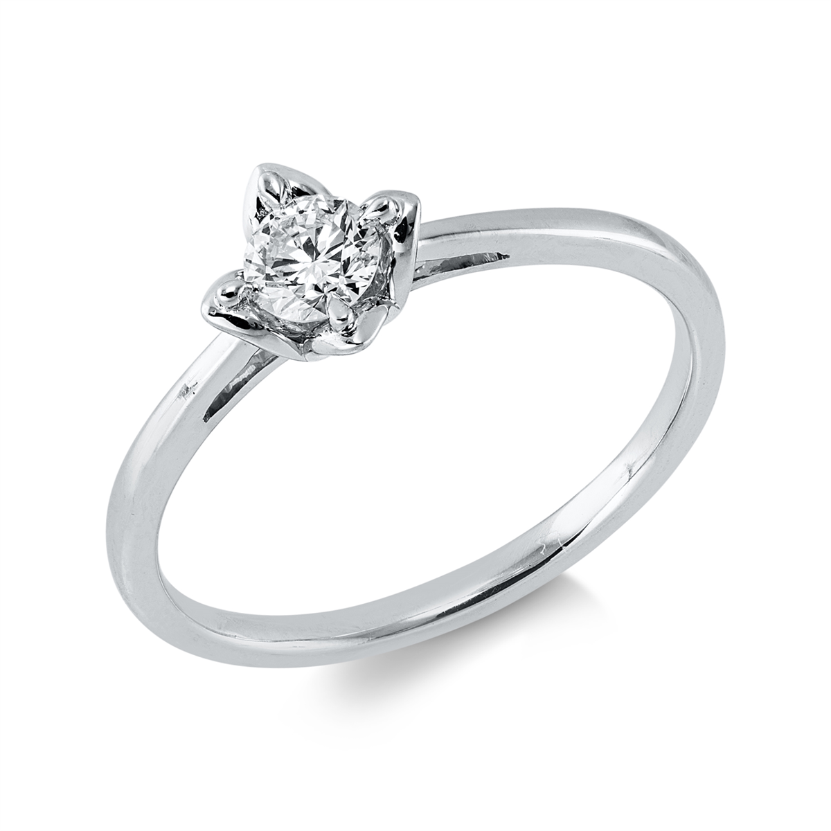 diamond full cut  solitaire ring in white gold