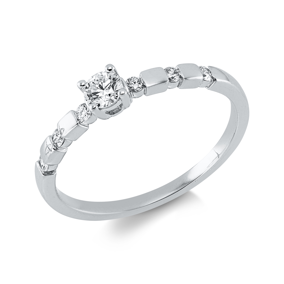 diamond full cut  modern woman ring in white gold