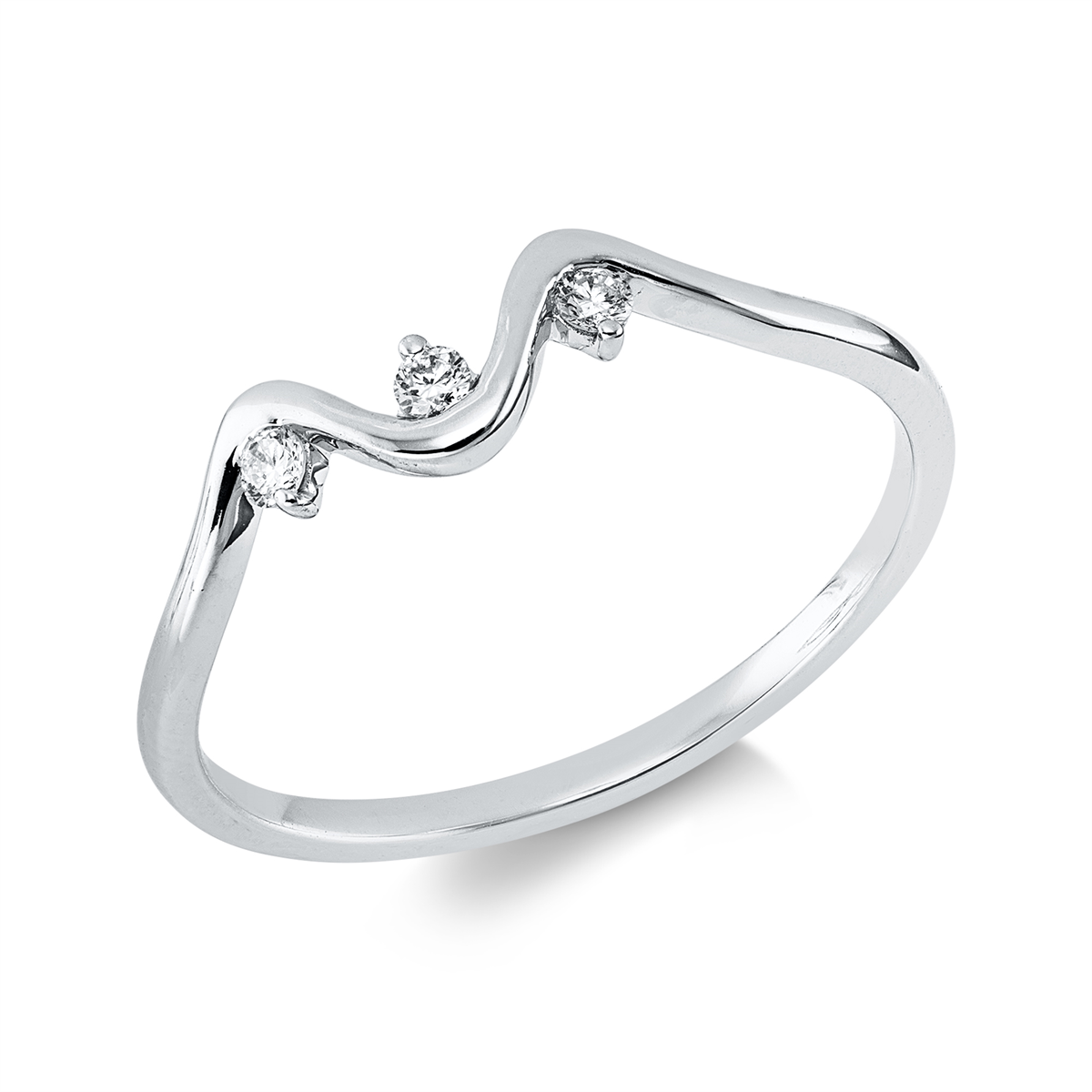 diamond full cut  modern woman ring in white gold
