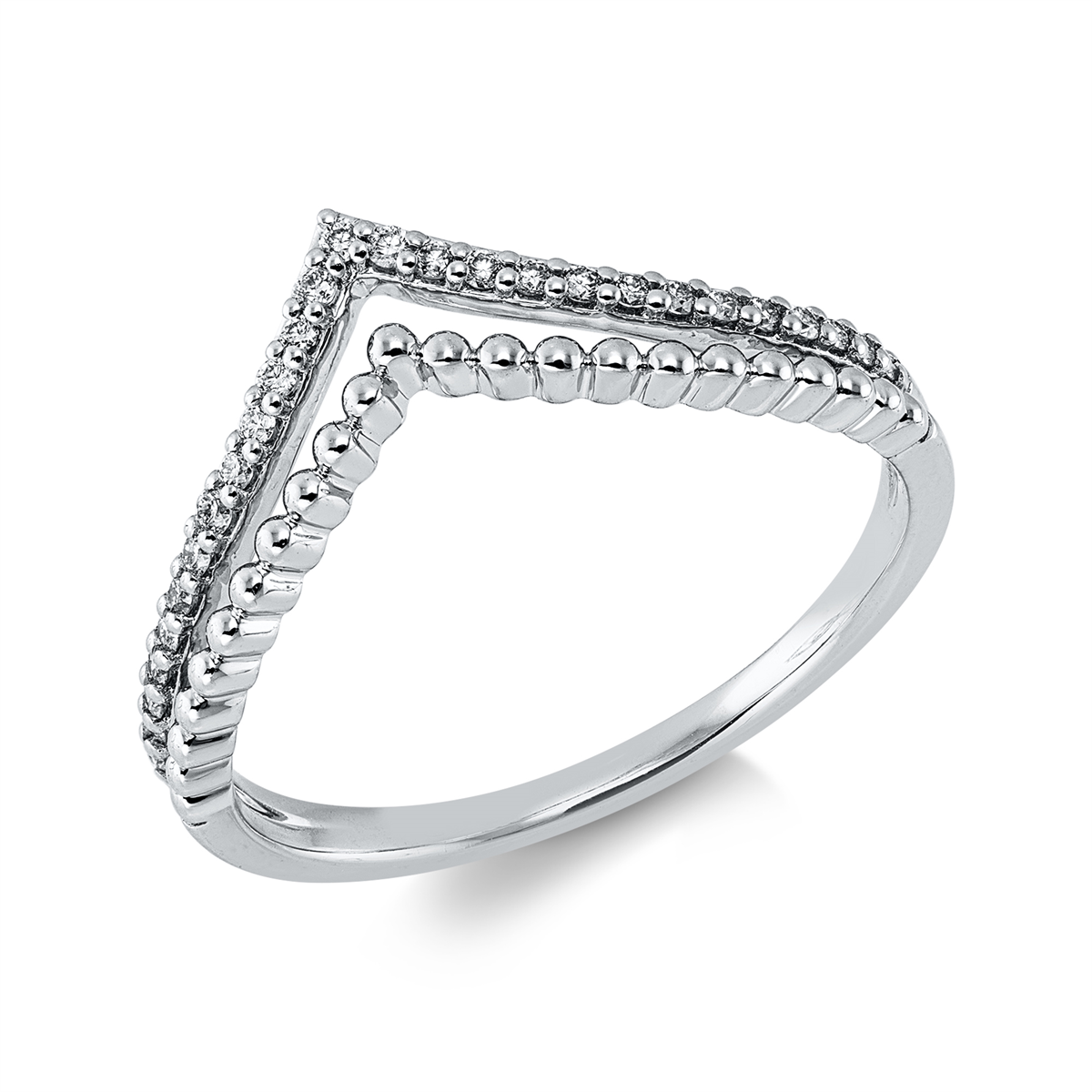 diamond full cut  modern woman ring in white gold