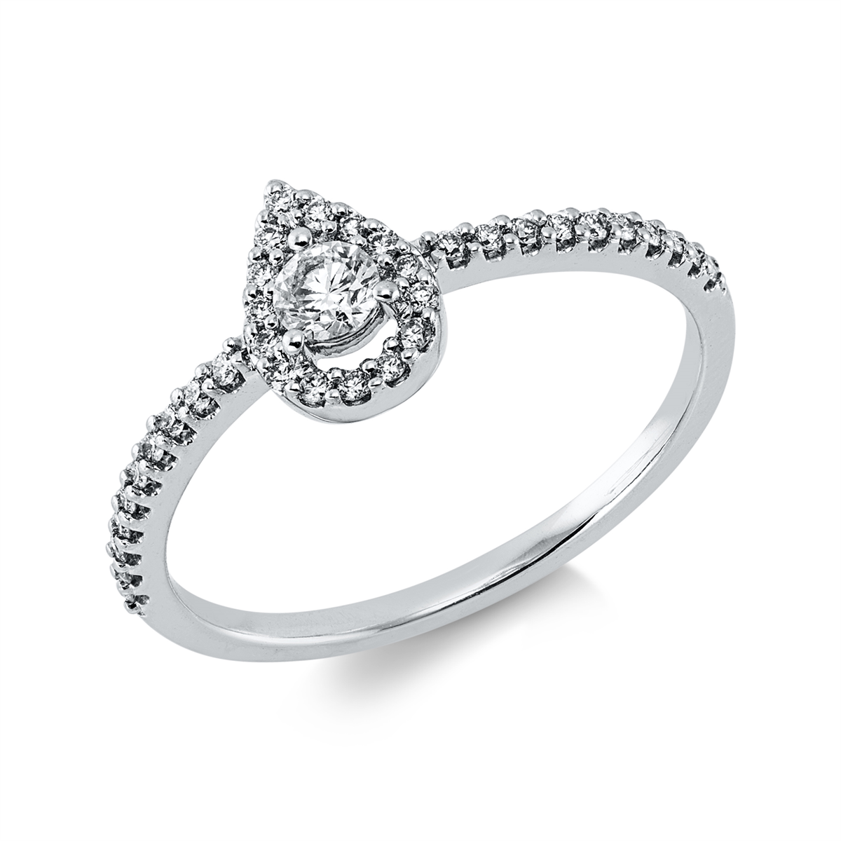 diamond full cut  solitaire with accent stones ring in white gold