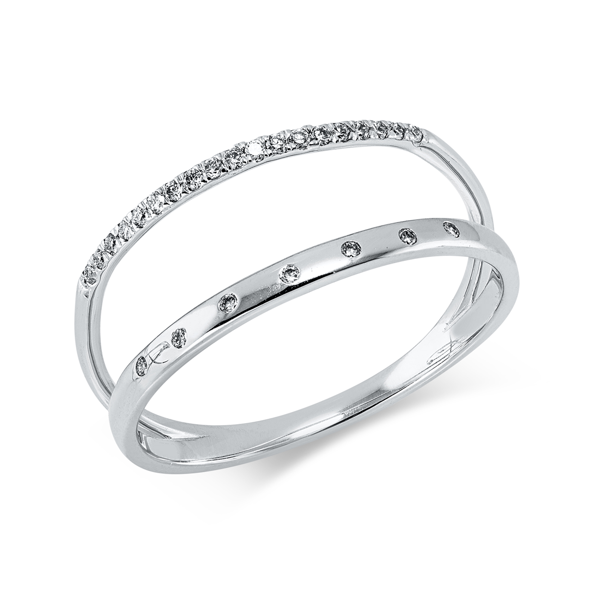 diamond full cut  modern woman ring in white gold