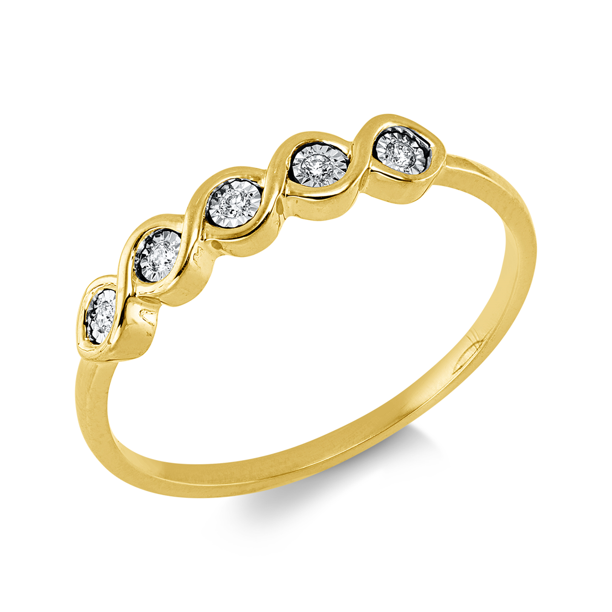 diamond full cut  modern woman ring in yellow gold