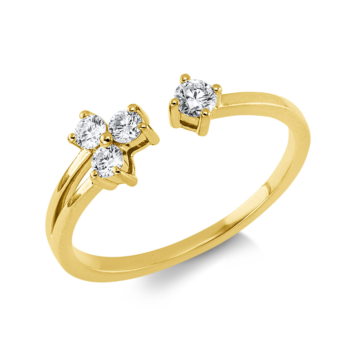 diamond full cut  modern woman ring in yellow gold