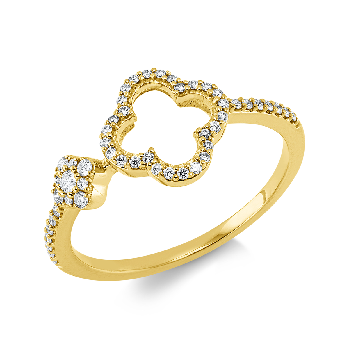 diamond full cut  modern woman ring in yellow gold