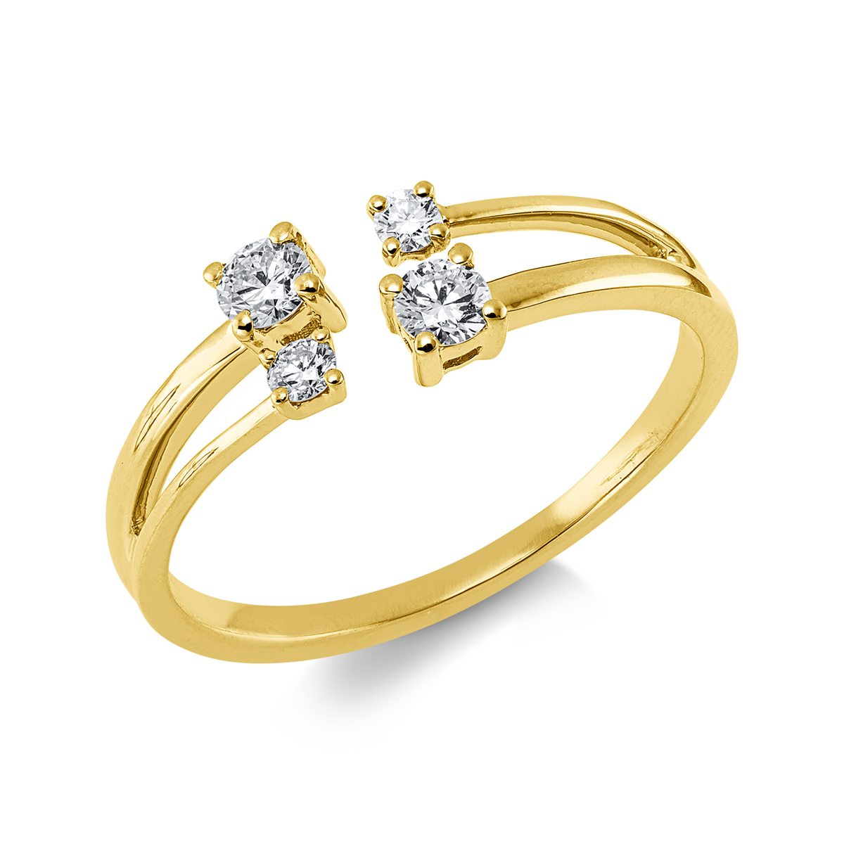 diamond full cut  modern woman ring in yellow gold