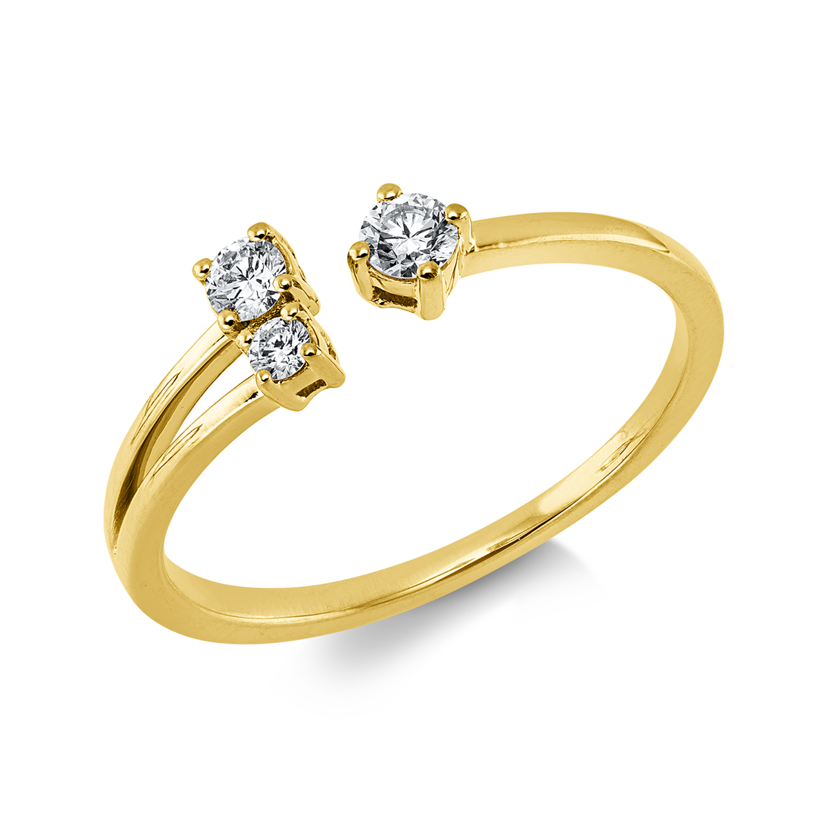 diamond full cut  modern woman ring in yellow gold