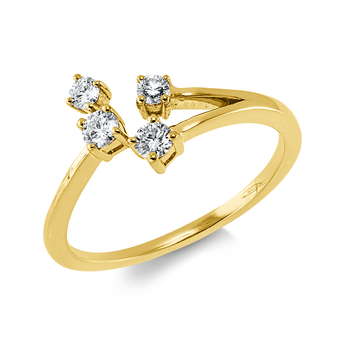 diamond full cut  modern woman ring in yellow gold