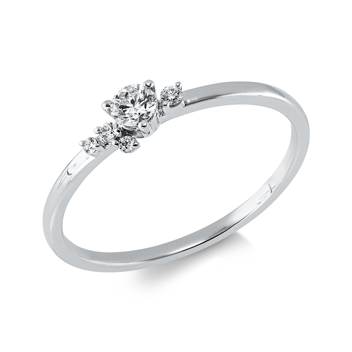 diamond full cut  modern woman ring in white gold