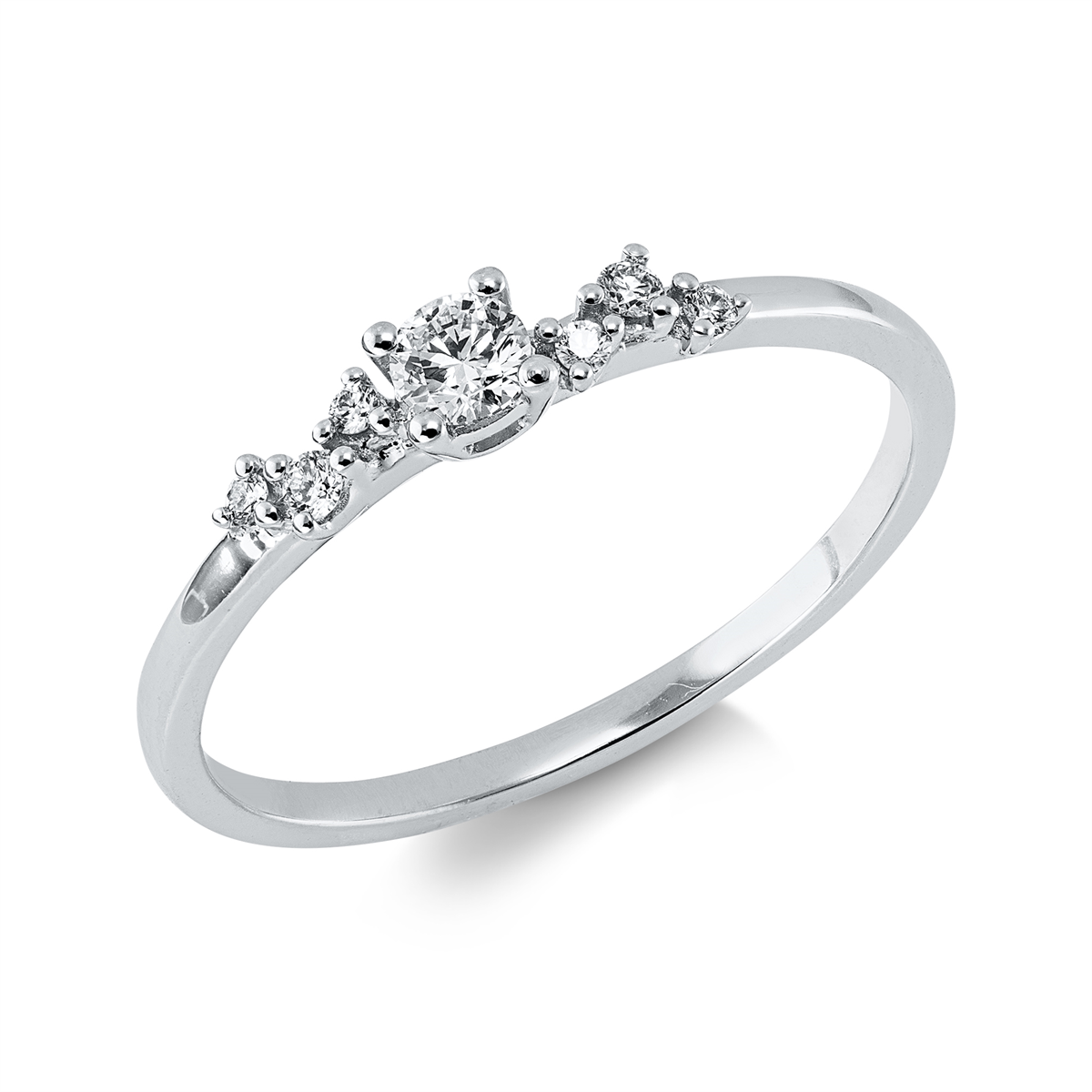 diamond full cut  modern woman ring in white gold
