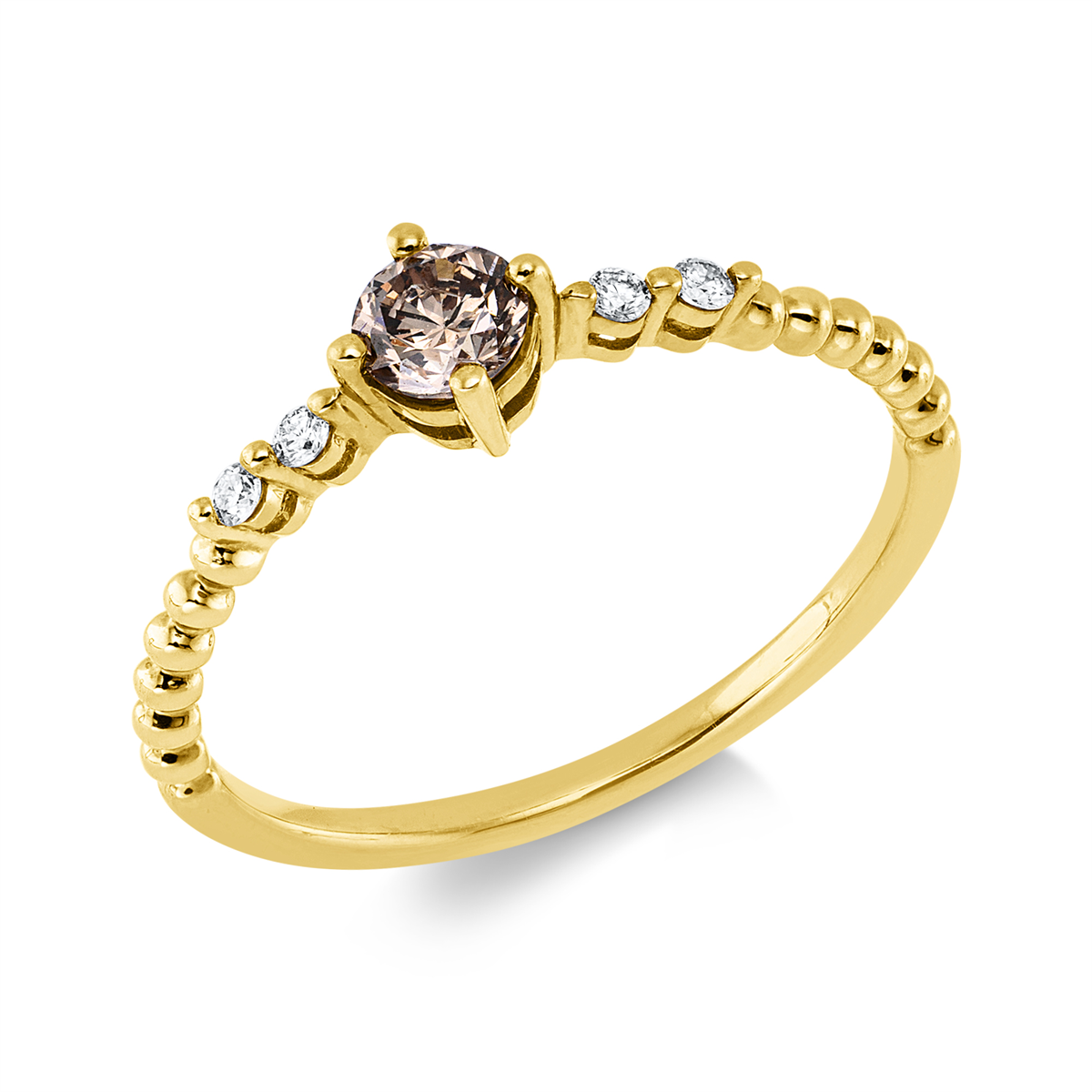 diamond full cut  fancy colored diamond ring in yellow gold